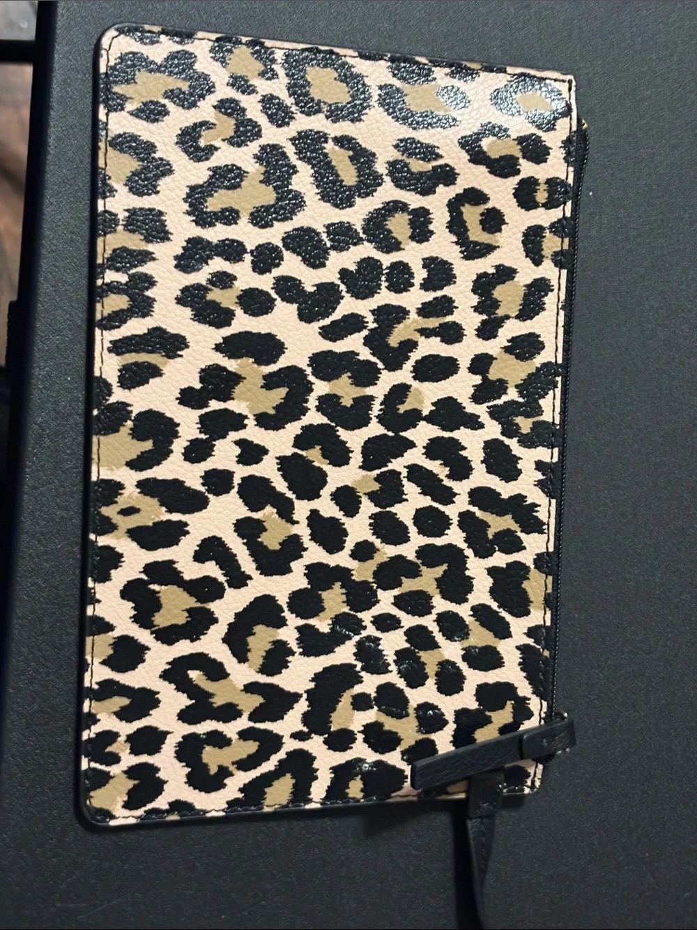Kate Spade Leopard Print‎ Zip Pouch Wallet - Black & Tan